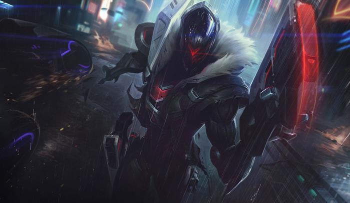 Jhin from League of Legends in the rain