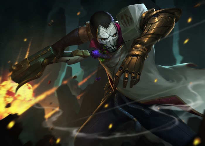 Jhin from League of Legends with a gun