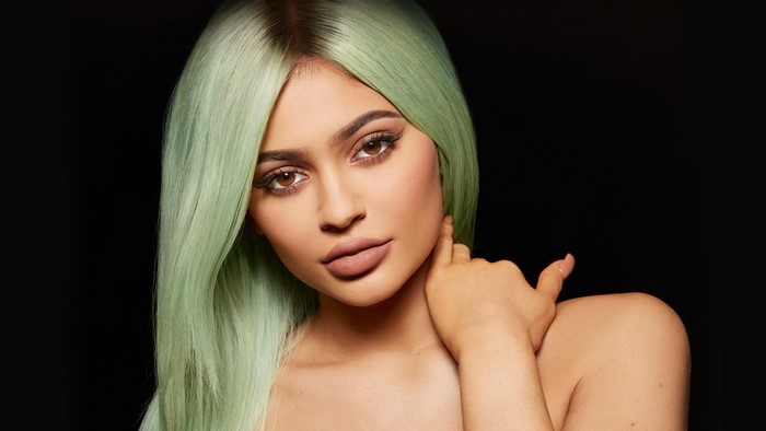 Kylie Jenner with mint green hair