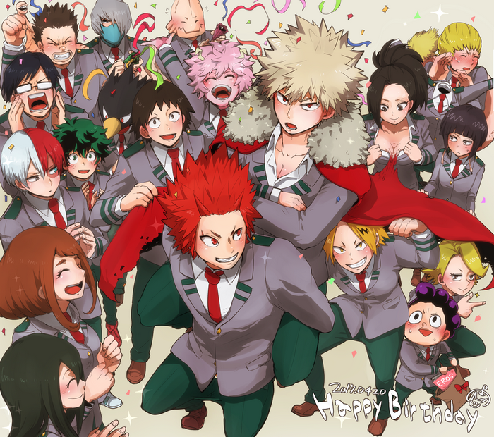 My Hero Academia characters celebrating a birthday