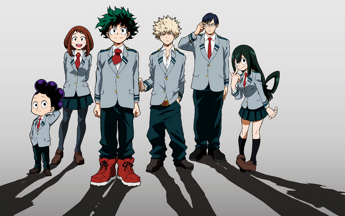 My Hero Academia characters in school uniforms