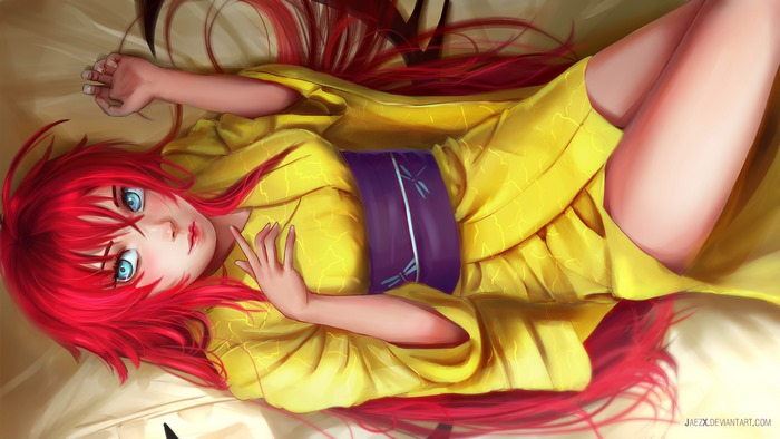 Rias Gremory in Yellow Kimono