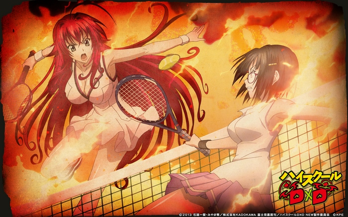 Rias Gremory and Akeno Himejima playing tennis