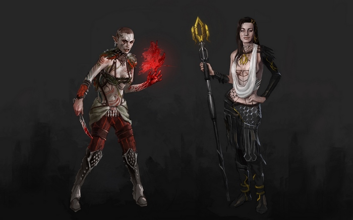 Two fantasy women with magical abilities