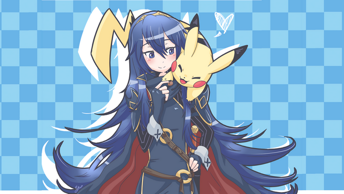Lucina from Fire Emblem with Pikachu