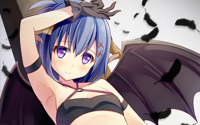 Tsukinose April with Bat Wings and Feathers
