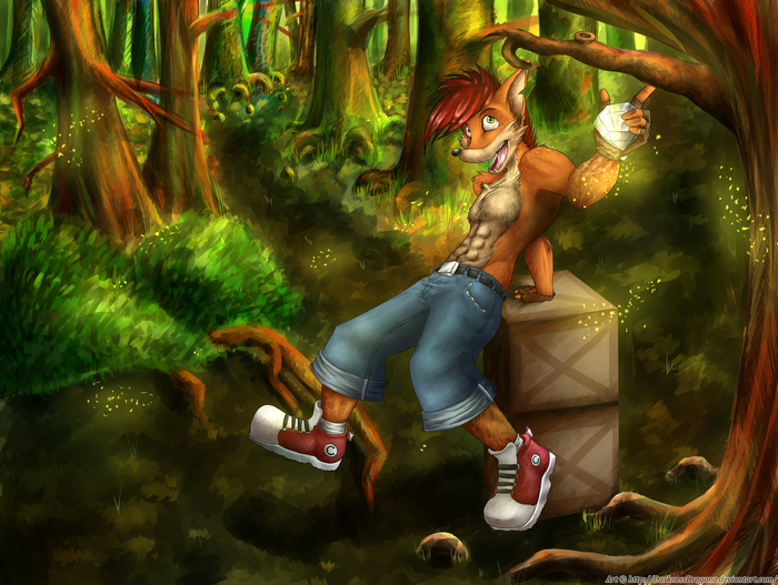 Crash Bandicoot in a forest