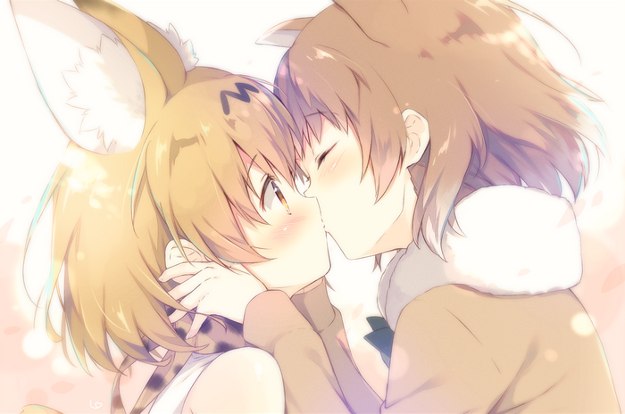 Serval from Kemono Friends kissing
