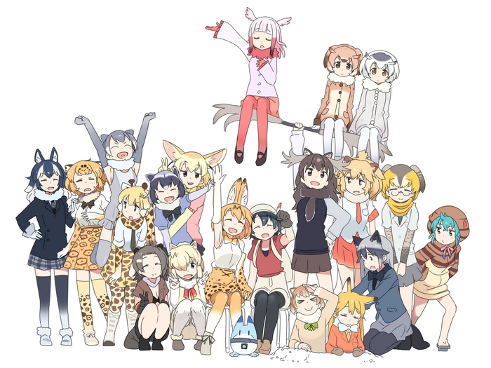 Kemono Friends characters posing together