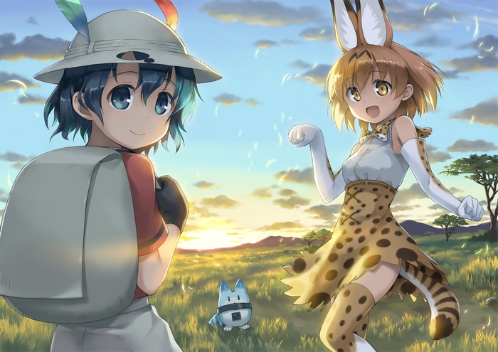 Serval from Kemono Friends in a savanna