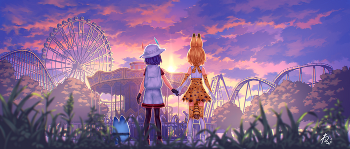 Serval from Kemono Friends at an amusement park