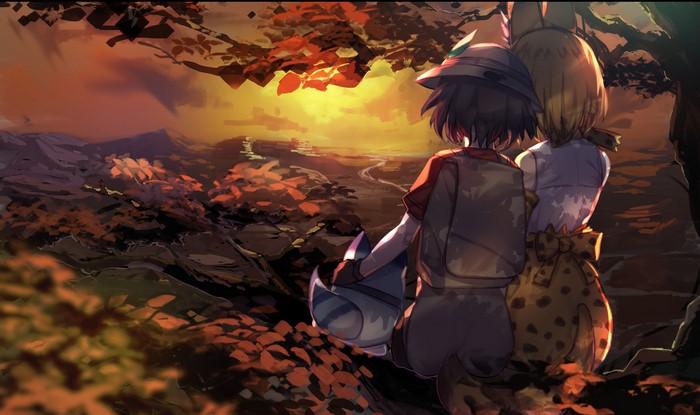 Serval from Kemono Friends watching sunset