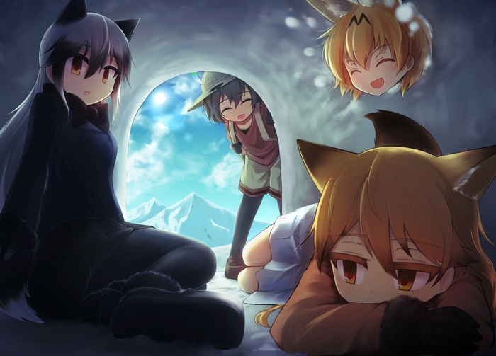 Serval from Kemono Friends in a snowy cave