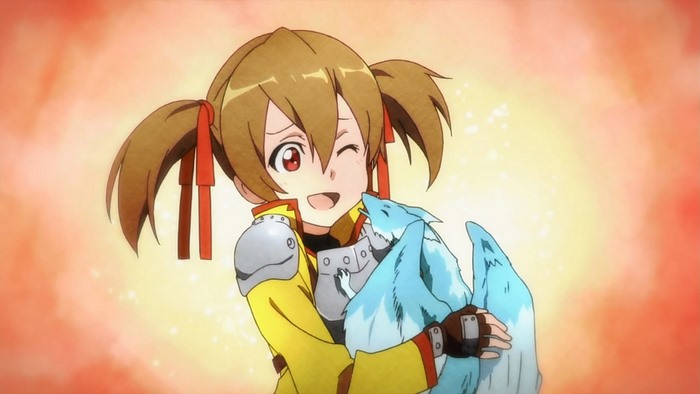 Pina from Sword Art Online holding a creature