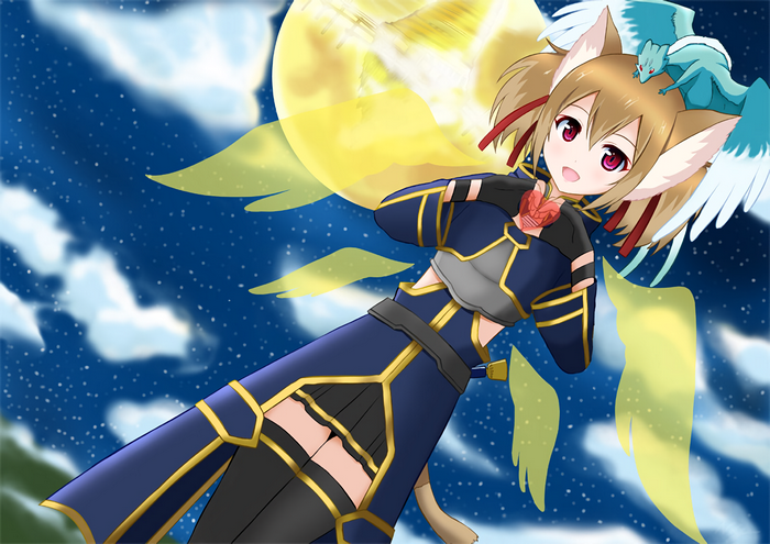 Pina from Sword Art Online with a dragon