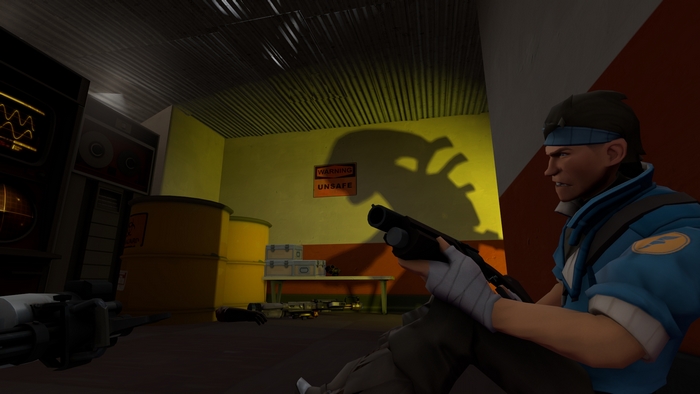 Scout from Team Fortress 2 holding a shotgun