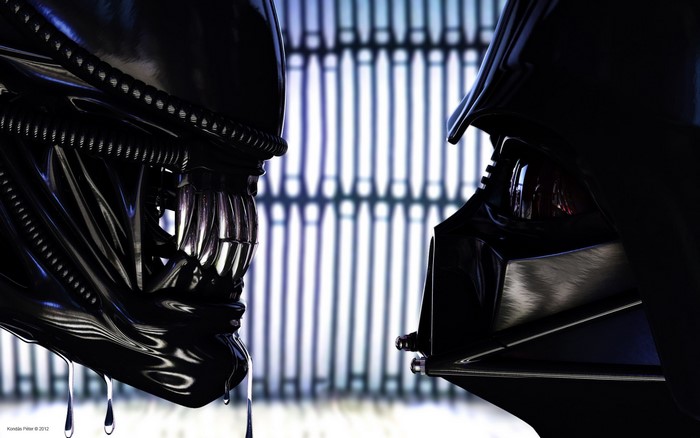 Xenomorph and Darth Vader face off