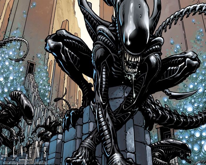 Aliens Xenomorphs in a Cityscape
