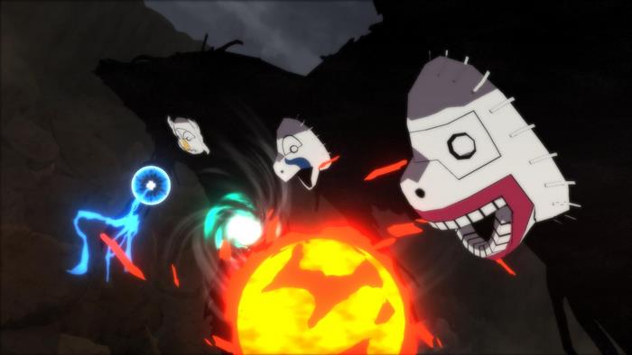 Kakuzu from Naruto with masks and energy attacks