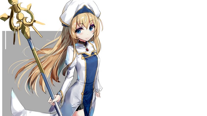 Priestess from Goblin Slayer holding a staff