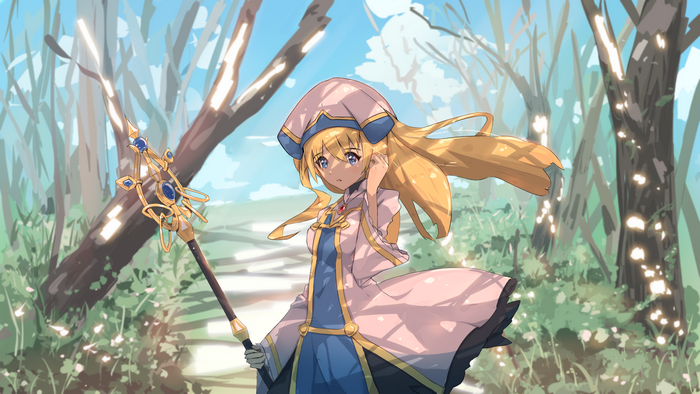 Priestess from Goblin Slayer holding a staff
