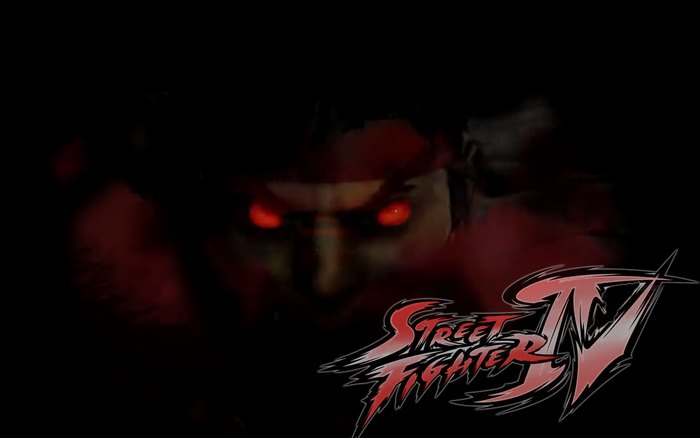 Ryu from Street Fighter IV with glowing red eyes