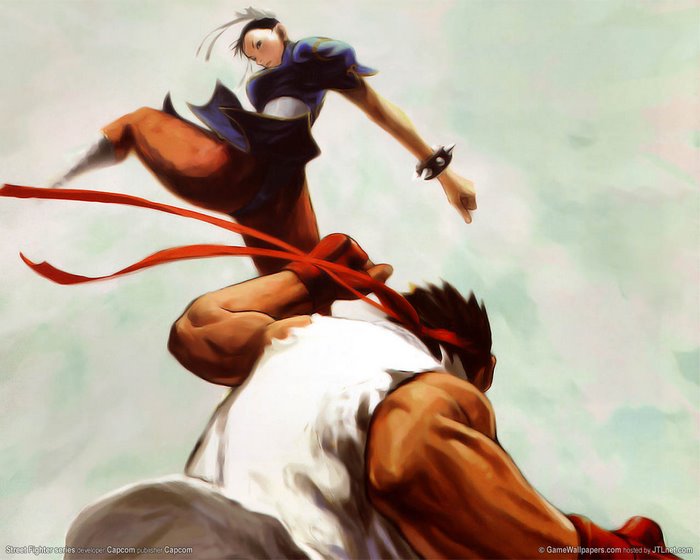 Chun-Li and Ryu from Street Fighter