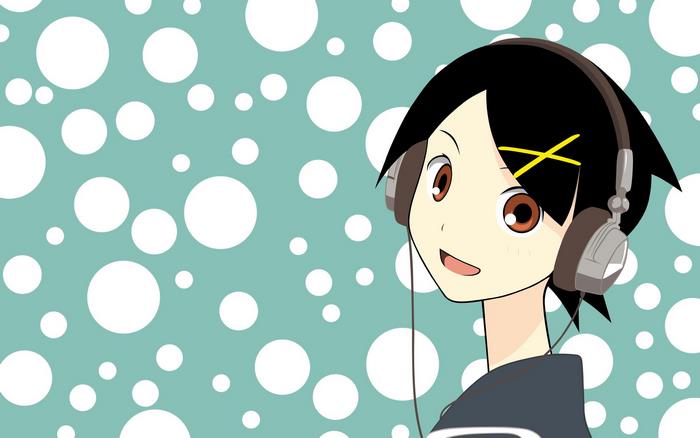 Kafuka Fuura with headphones