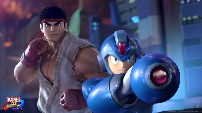 Ryu and Mega Man X from Marvel vs. Capcom: Infinite