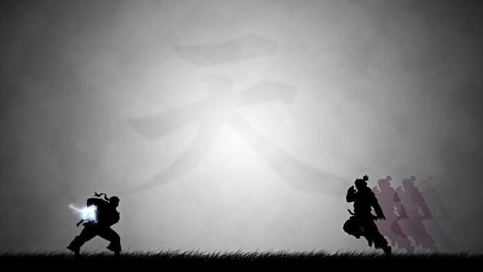 Ryu from Street Fighter in a fight