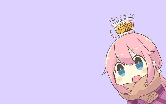 Nadeshiko Kagamihara with cup noodle on head