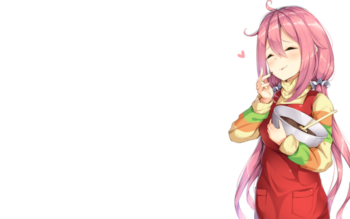 Nadeshiko Kagamihara holding a bowl of chocolate
