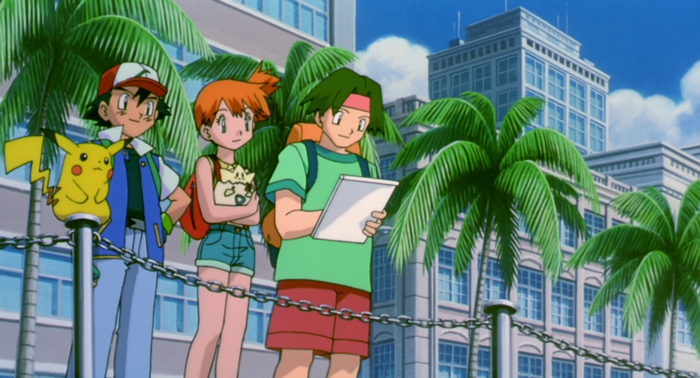 Ash, Pikachu, Misty, and Tracey from Pokémon