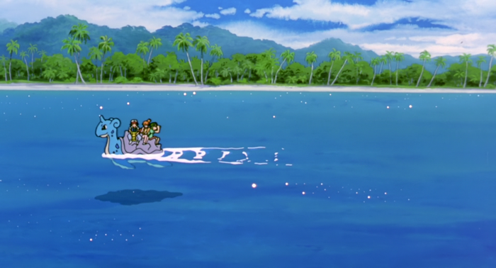 Ash Ketchum from Pokémon on Lapras