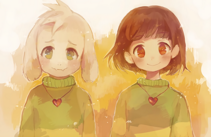 Chara and Asriel from Undertale