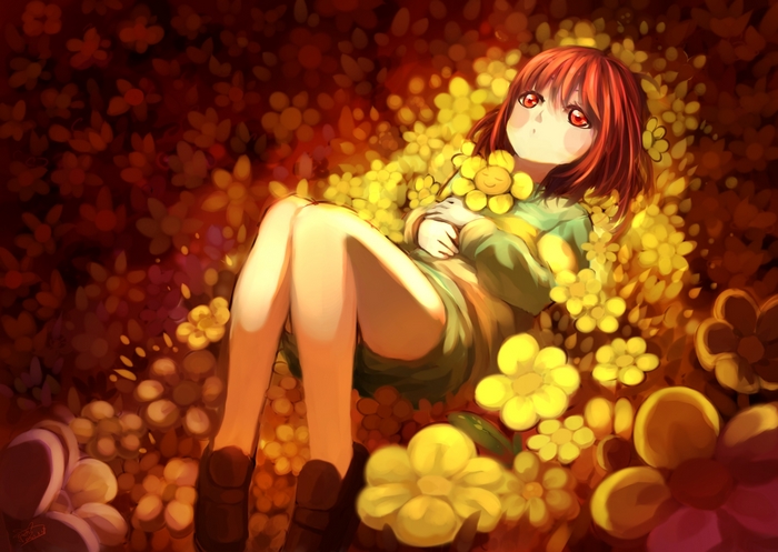 Chara Resting Among Radiant Yellow Flowers