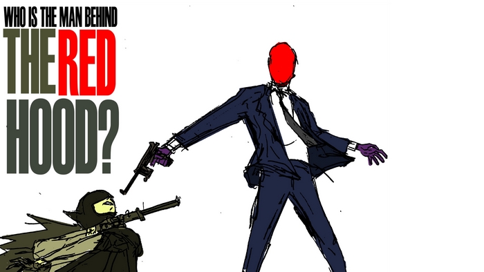The Red Hood comic art with guns