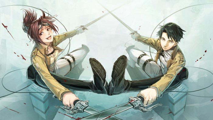 Hange Zoë and Levi Ackerman from Attack on Titan