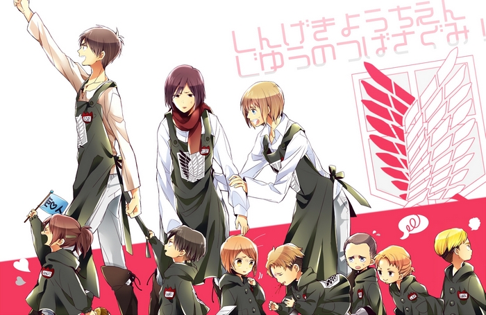 Attack on Titan characters in aprons