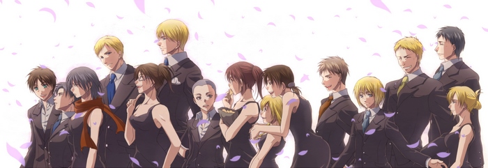 Attack on Titan characters in formal wear