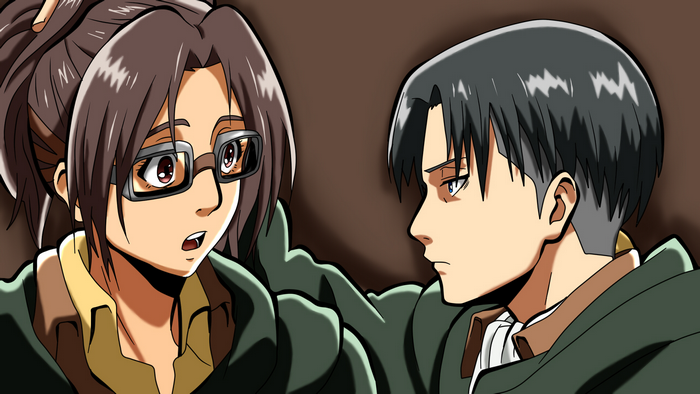 Hange Zoë and Levi Ackerman from Attack on Titan
