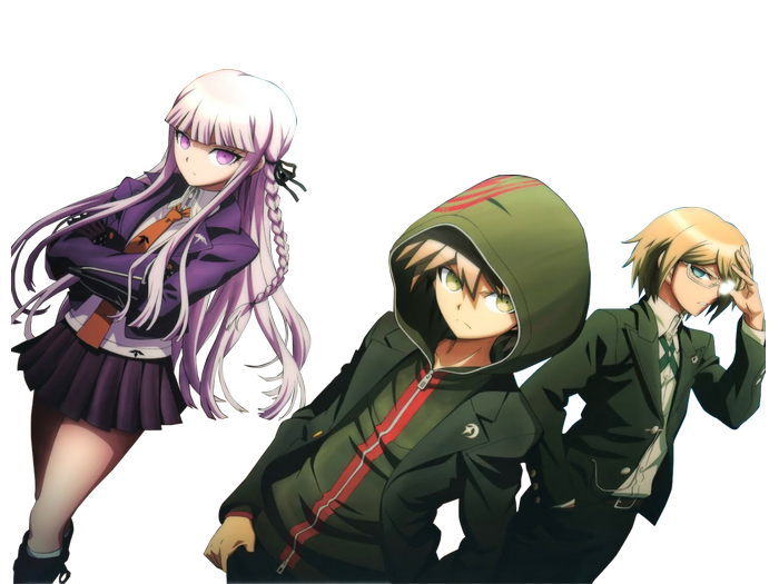 Kyoko Kirigiri, Makoto Naegi, and Byakuya Togami from Danganronpa