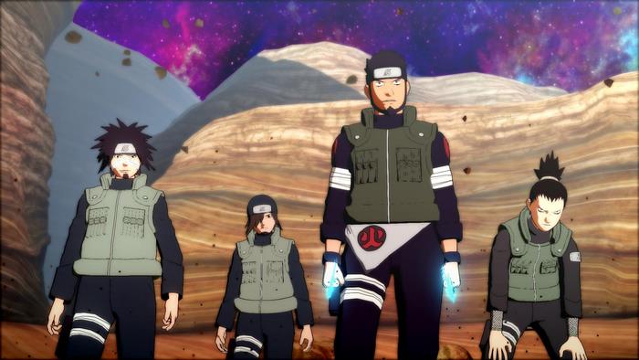 Shikamaru Nara and allies in a rocky landscape