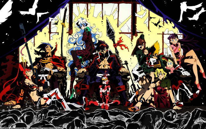 Tengen Toppa Gurren Lagann characters on a throne
