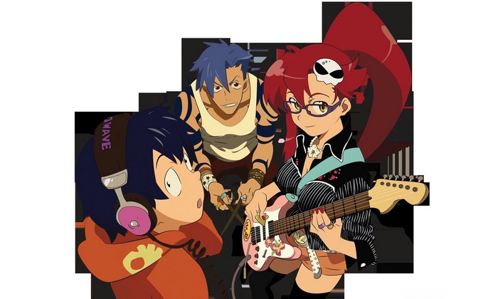 Yoko Littner, Kamina, and Nia Teppelin from Gurren Lagann