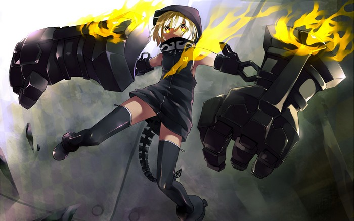 Girl with giant fiery fists