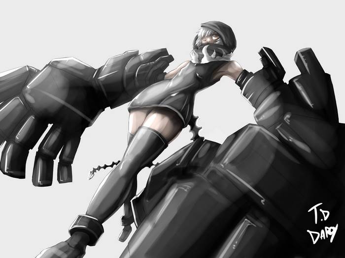 Girl with large mechanical arms
