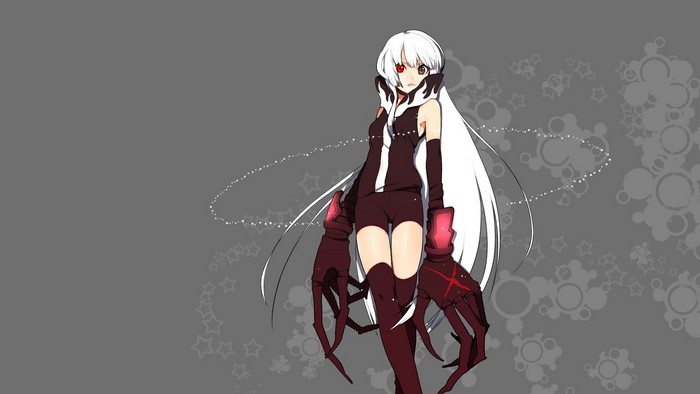 Anime girl with white hair and red eyes