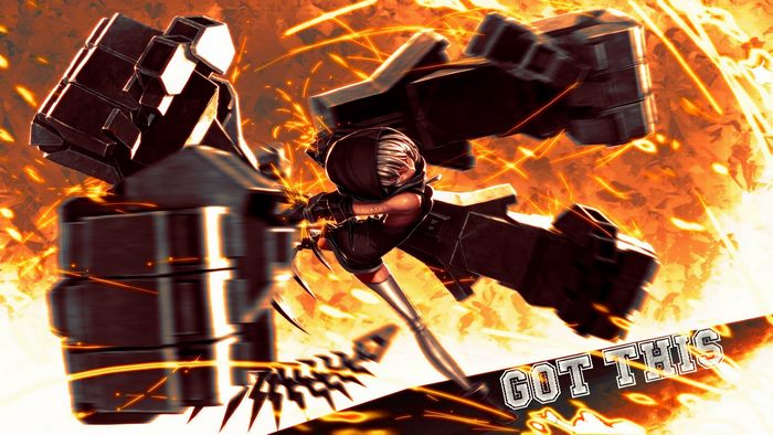 Anime girl with giant mechanical fists