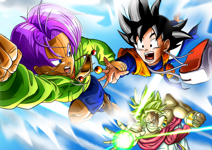 Trunks, Goten, and Broly from Dragon Ball